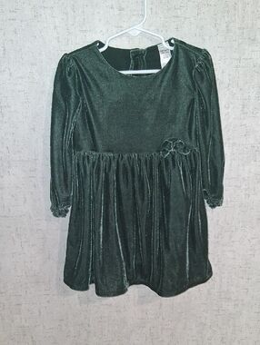 Carter's Emerald Green Velvet Dress with Puff Sleeves